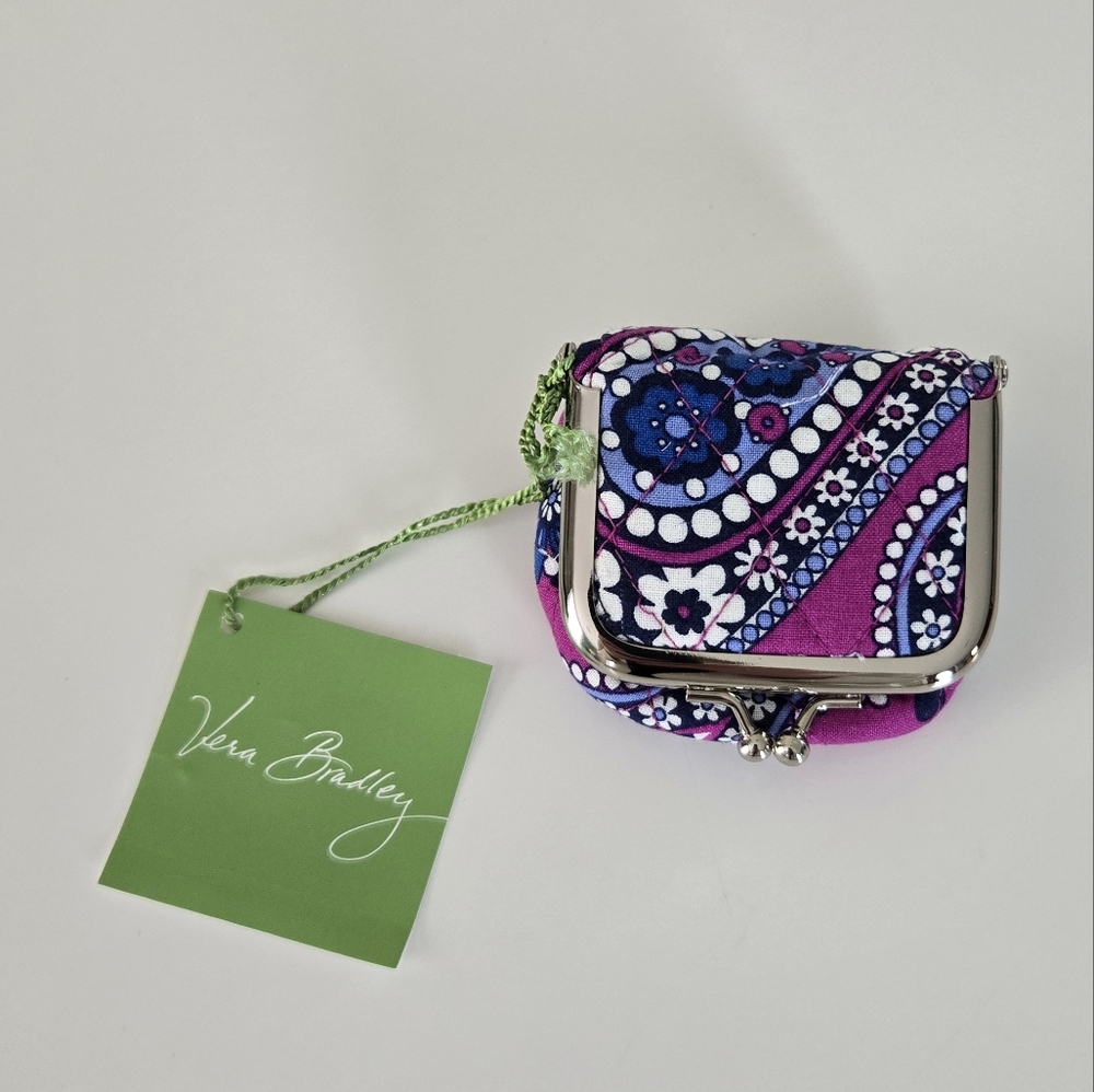 Vera Bradley Travel Contact Case Mirrored Purple and Blue Paisley